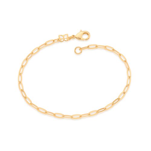 PULSEIRA ELO CADEADO OVAL BANHADA A OURO 18K