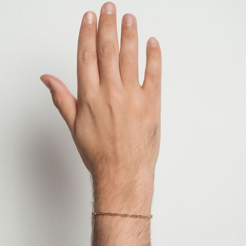 PULSEIRA ELO CADEADO OVAL BANHADA A OURO 18K