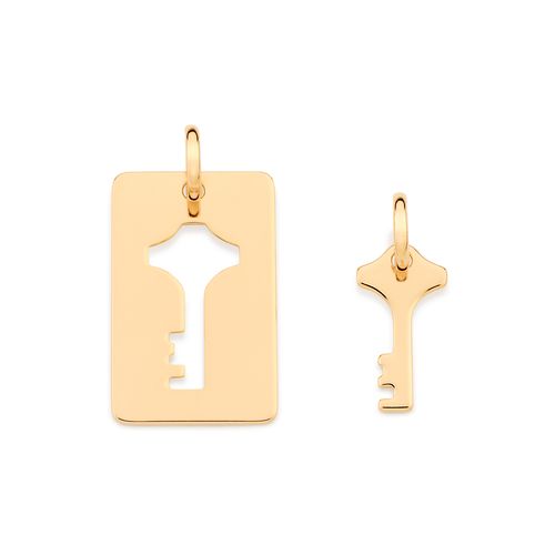 PINGENTE CARA METADE CHAVE BANHADO A OURO 18K