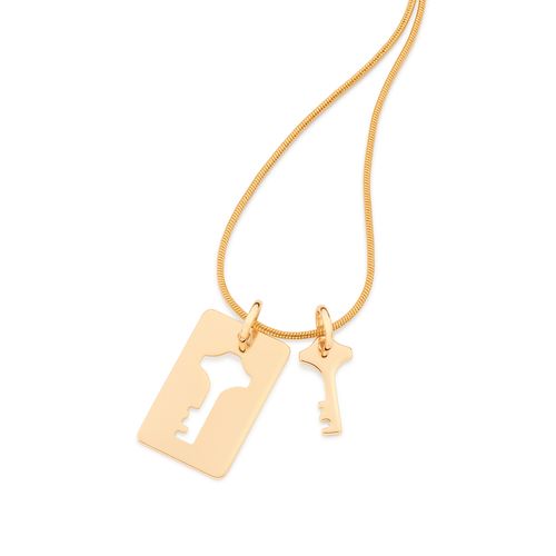 PINGENTE CARA METADE CHAVE BANHADO A OURO 18K