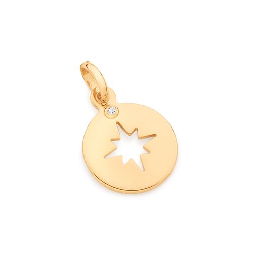 MEDALHA COM ESTRELA VAZADA BANHADA A OURO 18K