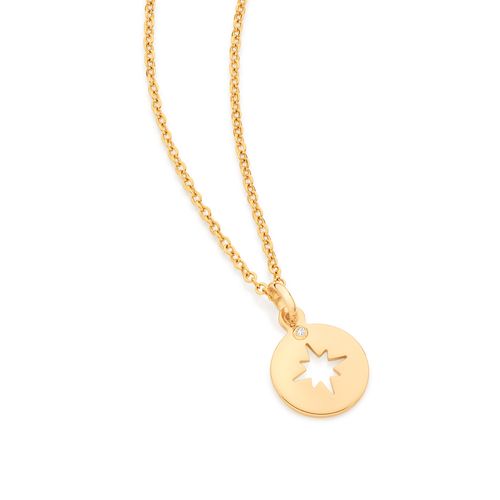 MEDALHA COM ESTRELA VAZADA BANHADA A OURO 18K