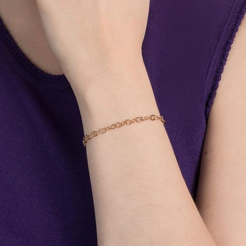 PULSEIRA ELO CADEADO OVAL BANHADA A OURO 18K