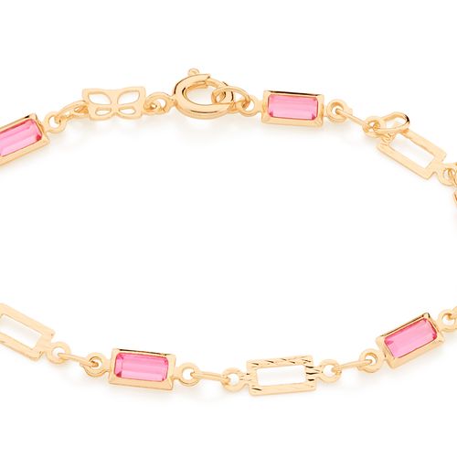 PULSEIRA INFANTIL BANHADA A OURO 18K COM CRISTAIS