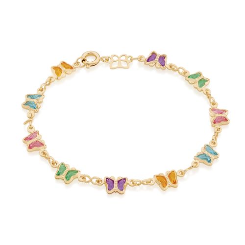 PULSEIRA INFANTIL BANHADA A OURO 18K COM CRISTAIS