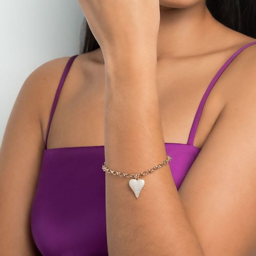 PULSEIRA CORAÇÃO BANHADA A OURO 18K COM ZIRCÔNIAS