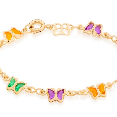 PULSEIRA INFANTIL BANHADA A OURO 18K COM CRISTAIS