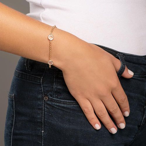 PULSEIRA BANHADA A OURO 18K COM CRISTAIS REDONDOS