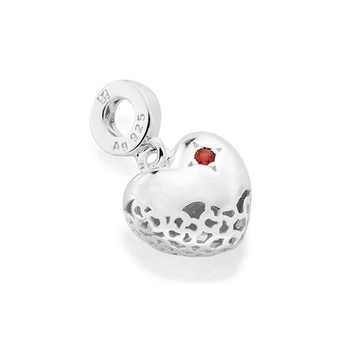 BERLOQUE CORAÇÃO DE PRATA 925 COM ZIRCÔNIA