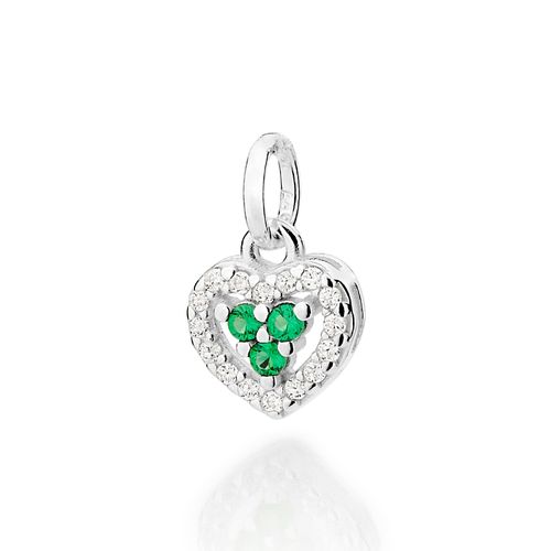 PINGENTE CORAÇÃO DE PRATA MACIÇA 925 COM ZIRCÔNIAS