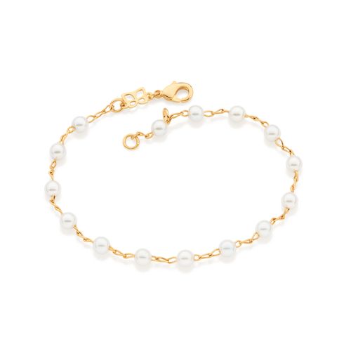 PULSEIRA COM PÉROLAS SINTÉTICAS BANHADA A OURO 18K