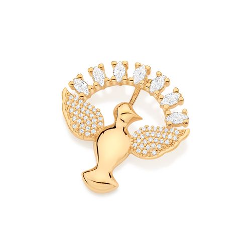 PINGENTE ESPÍRITO SANTO BANHADO A OURO 18K COM ZIRCÔNIAS