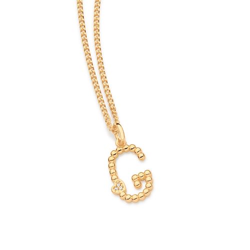 PINGENTE LETRA COM CORAÇÃO BANHADO A OURO 18K-LETRA G