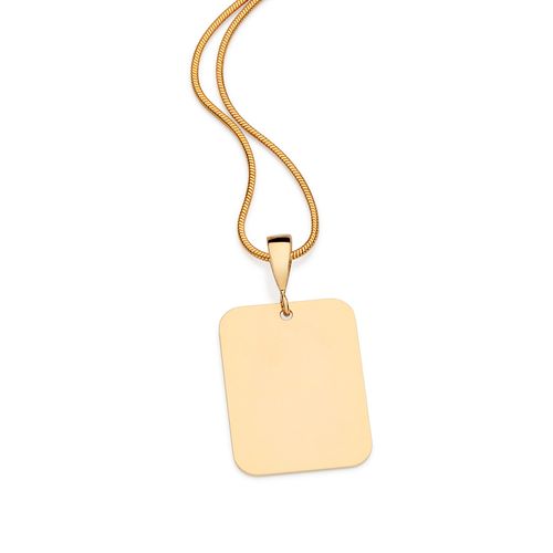 MEDALHA RETANGULAR  LISA PERSONALIZÁVEL BANHADA A OURO 18K