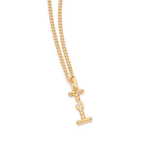 PINGENTE LETRA COM CORAÇÃO BANHADO A OURO 18K-LETRA I