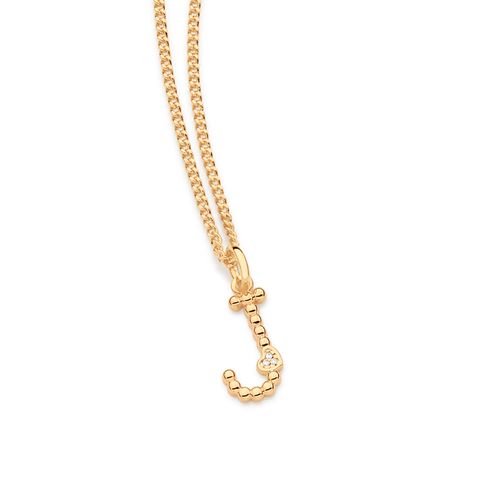 PINGENTE LETRA COM CORAÇÃO BANHADO A OURO 18K-LETRA J