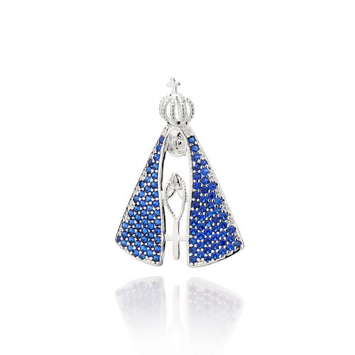 PINGENTE NOSSA SENHORA APARECIDA DE PRATA 925 COM ZIRCÔNIAS