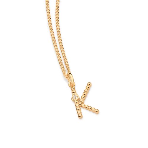 PINGENTE LETRA COM CORAÇÃO BANHADO A OURO 18K-LETRA K