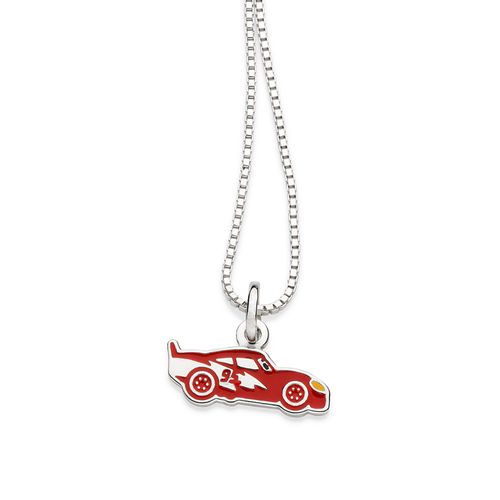 PINGENTE CARRO RELÂMPAGO MCQUEEN DE PRATA 925 COM APLICAÇÃO DE RESINA