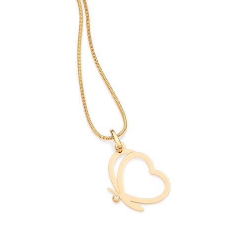 PINGENTE BORBOLETA VAZADO BANHADO A OURO 18K COM ZIRCÔNIA