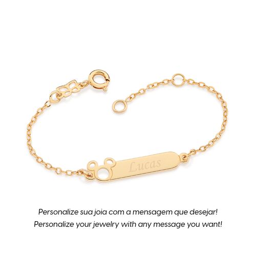 PULSEIRA MICKEY BABY PERSONALIZÁVEL BANHADA A OURO 18K