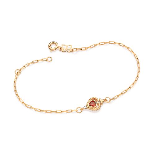 PULSEIRA ADAGA E CORAÇÃO BANHADA A OURO 18K COM ZIRCÔNIA E APLICAÇÃO DE RHODIUM