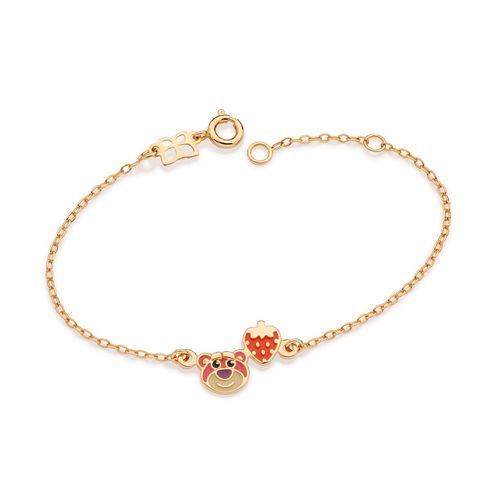 PULSEIRA LOTSO E MORANGO BANHADA A OURO 18K COM APLICAÇÃO DE RESINA