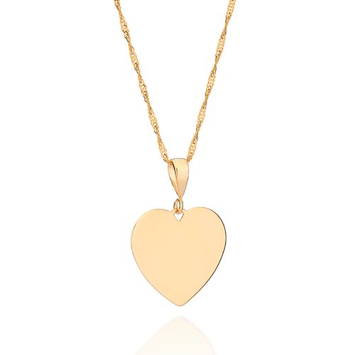 MEDALHA PERSONALIZÁVEL CORAÇÃO BANHADA A OURO 18K