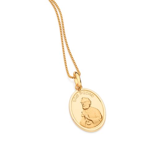MEDALHA SÃO PEDRO BANHADA A OURO 18K