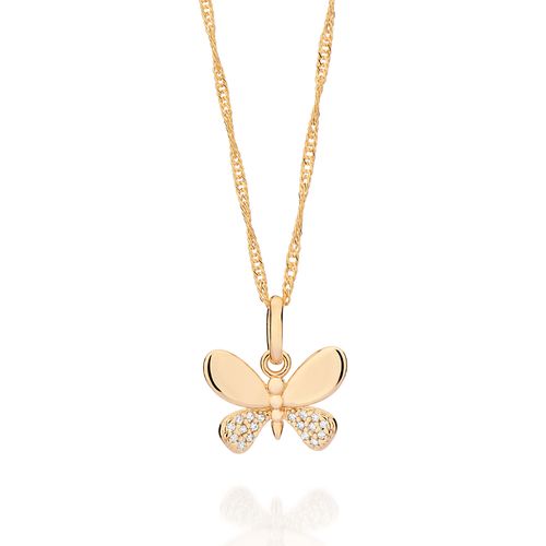 PINGENTE BORBOLETA BANHADO A OURO 18K COM ZIRCÔNIAS