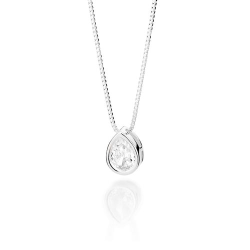 GARGANTILHA DE PRATA MACIÇA 925 COM ZIRCÔNIA GOTA