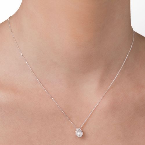 GARGANTILHA DE PRATA MACIÇA 925 COM ZIRCÔNIA GOTA