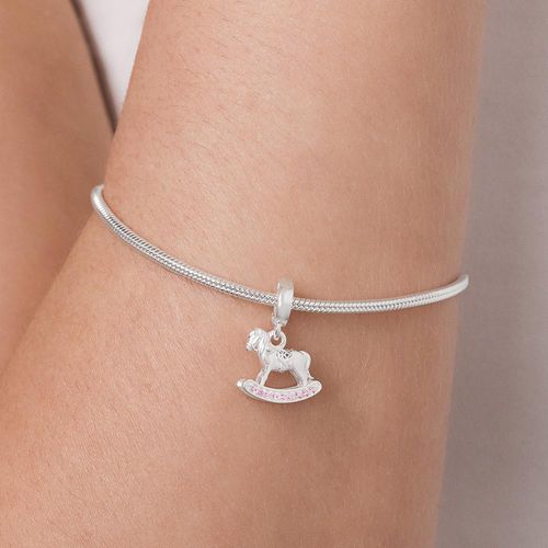 BERLOQUE CAVALO DE BALANÇO DE PRATA MACIÇA 925 COM ZIRCÔNIAS