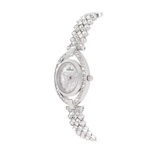 RELÓGIO ANÁLOGICO SOCIAL PRATA COM CRISTAIS