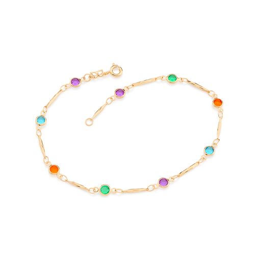 TORNOZELEIRA BANHADA A OURO 18K COM CRISTAIS REDONDOS