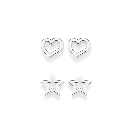 KIT BRINCO CORAÇÃO E ESTRELA DE PRATA MACIÇA 925