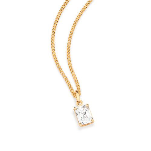 PINGENTE SOLITÁRIO BANHADO A OURO 18K COM CRISTAL RETANGULAR