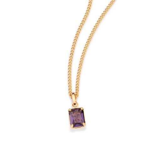 PINGENTE SOLITÁRIO BANHADO A OURO 18K COM CRISTAL RETANGULAR