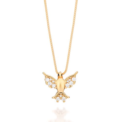 PINGENTE ESPÍRITO SANTO BANHADO A OURO 18K COM ZIRCÔNIAS