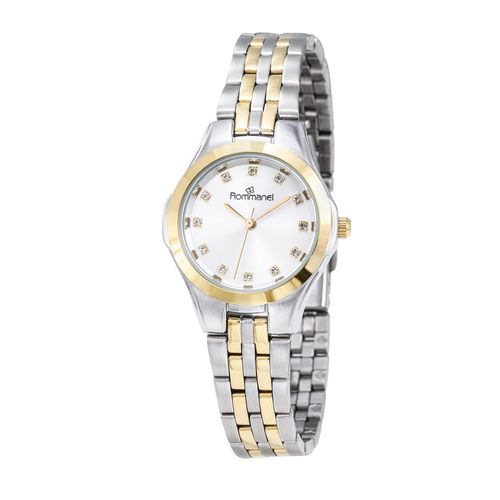 RELÓGIO ANALÓGICO SOCIAL MISTO PRATA COM DOURADO