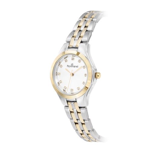 RELÓGIO ANALÓGICO SOCIAL MISTO PRATA COM DOURADO