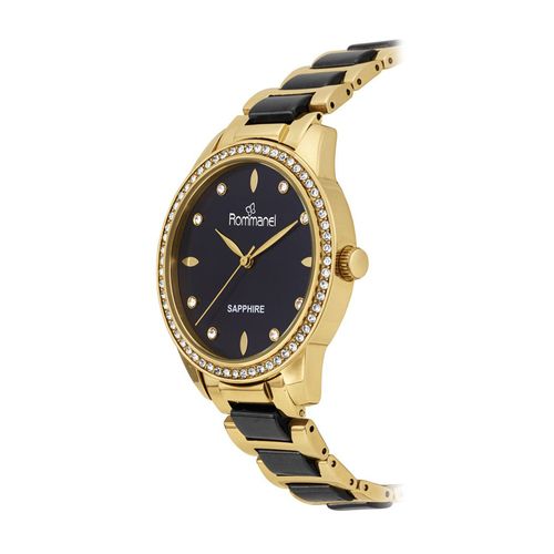 RELÓGIO ANALÓGICO SOCIAL DOURADO COM PRETO