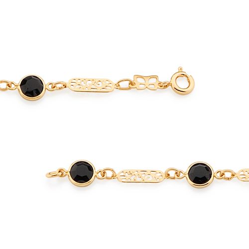 PULSEIRA BANHADA A OURO 18K COM CRISTAIS PRETOS