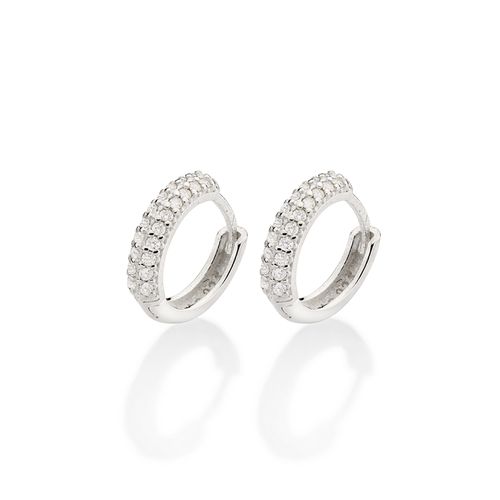 BRINCO ARGOLA DE PRATA 925 COM ZIRCÔNIAS