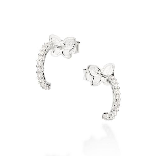 BRINCO MEIA ARGOLA DE PRATA 925 COM ZIRCÔNIAS