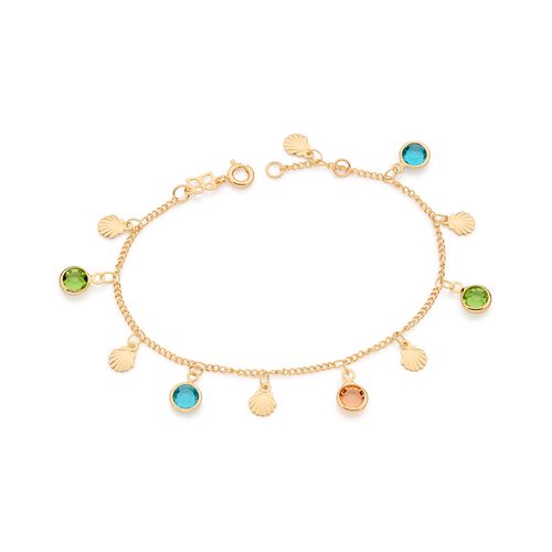 PULSEIRA CONCHAS BANHADA A OURO 18K COM CRISTAIS