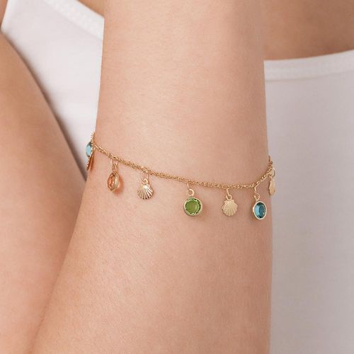 PULSEIRA CONCHAS BANHADA A OURO 18K COM CRISTAIS