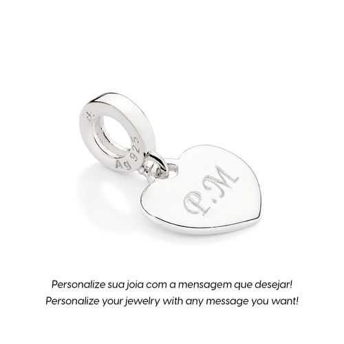 BERLOQUE CORAÇÃO LISO PERSONALIZÁVEL DE PRATA 925
