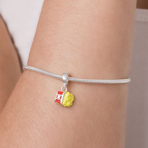 BERLOQUE BATATA FRITA DE PRATA MACIÇA 925 COM RESINA