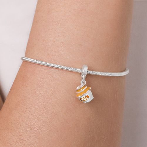 BERLOQUE POTE DE MEL DE PRATA MACIÇA 925 COM RESINA